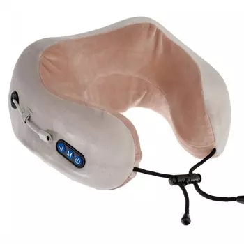 Массажная подушка для шейно- воротниковой зоны, серо-бежевая