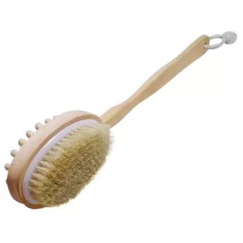 Массажёр деревянный, двусторонний, с щёткой