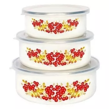 Набор эмалированных салатников METALLONI EM-00003A/51 Рябина алая (400,700,1000 мл) 3 шт