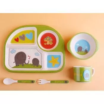 Набор детской посуды из бамбука, слон