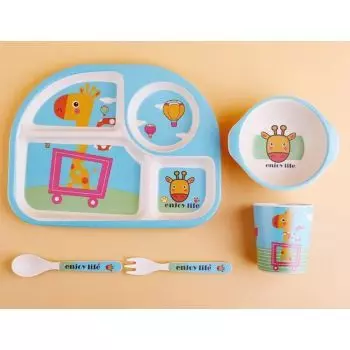 Набор детской посуды из бамбука, жираф