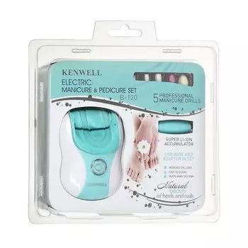 Набор для маникюра и педикюра В-120 Kenwell, 2 скорости, 7 насадок, зарядка 180 мин.