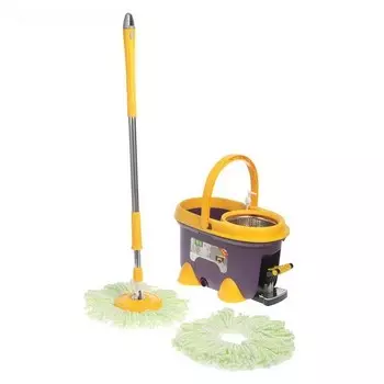 Набор для уборки: швабра, ведро с педальным отжимом, металлическая центрифуга, цвет сиреневый