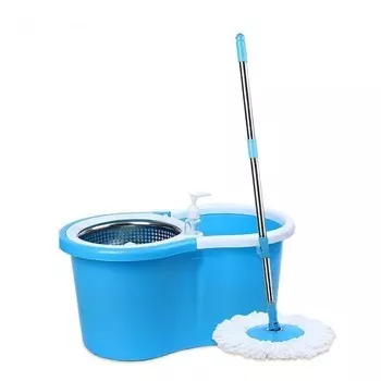 Набор для уборки: ведро с металлической центрифугой, швабра, запасная насадка, цвет микс