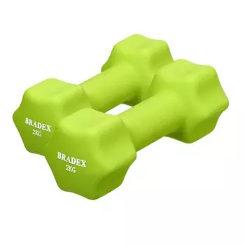 Набор гантелей неопреновых по 2 кг, салатовые, 2 шт