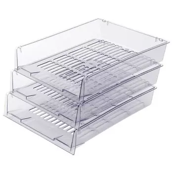 Набор лотков горизонтальных для бумаги BRAUBERG Office тонированных 237257/237258/237259/237260/237261 (3 отд.) прозрачный