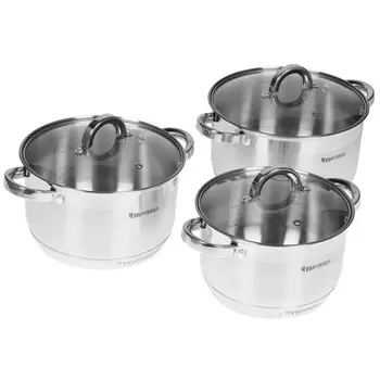Набор посуды из нержавеющей стали 6пр чудесница НП-3105 (3,9/5,1/6,5)