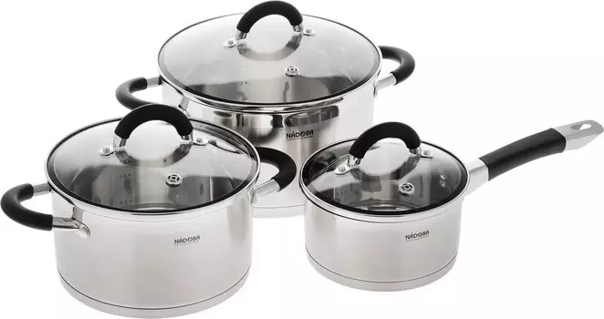 Набор посуды Nadoba Olina 726418 6 пр. серебристый/черный