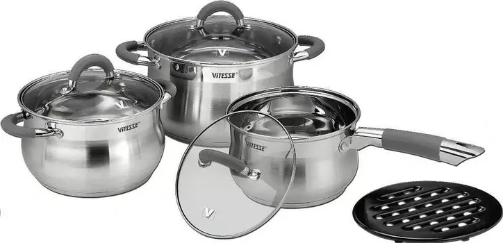 Набор посуды Vitesse VS-2039 7 пр. серебристый