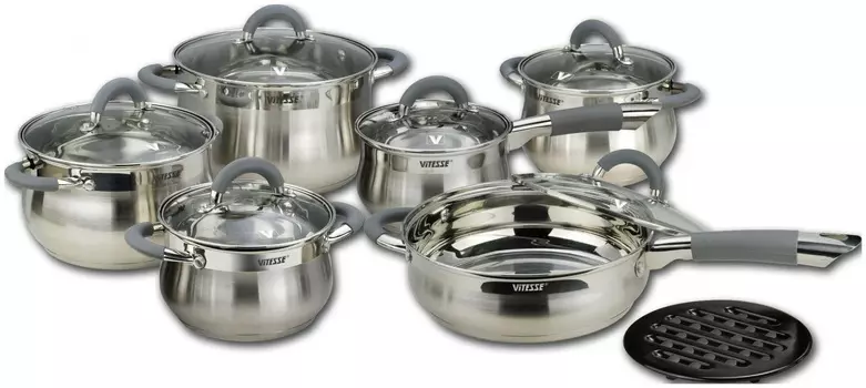 Набор посуды Vitesse VS-2040 13 пр. серебристый