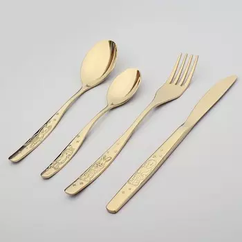 Набор столовых приборов детский Добросталь (Нытва) - Антошка, цвет: золотой, 4 предмета