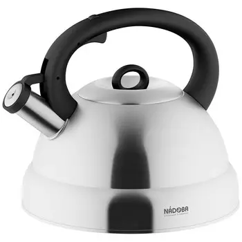 Nadoba Чайник со свистком Berna 731101 4 л, серебристый/черный
