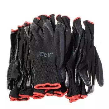 Нейлоновые перчатки с нитриловым покрытием, 12 пар, красный