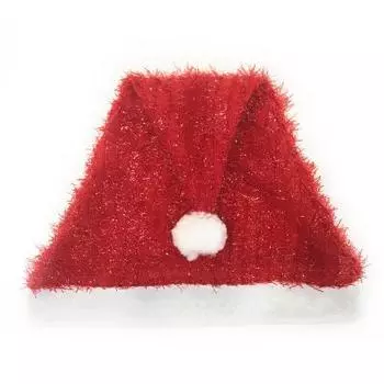 Новогодний колпак с эффектом мишуры, красный