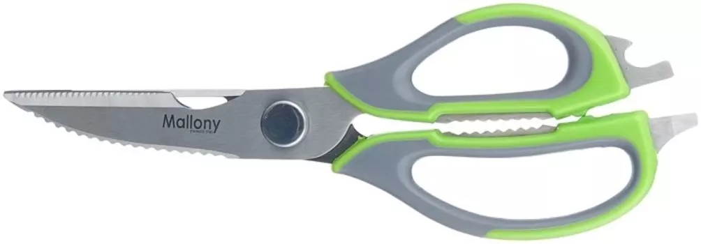 Ножницы Mallony KS-128С кухонные многофункциональные, 22.8 см, зеленый / серый / серебристый