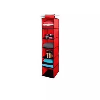 Органайзер на 6 полок Hanging Closet Arganizer, красный
