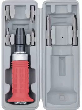 Отвертка MATRIX, ударно-поворотная 1/2, с набором бит 6 шт, обрезиненная рукоятка, кейс