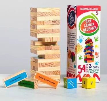 Падающая башня - Для самых веселых с фантами, 54 бруска