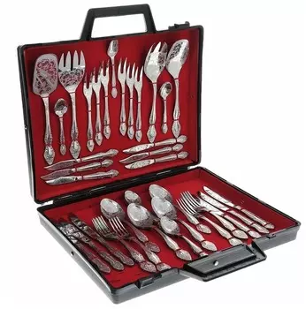 Павловский завод им. Кирова Набор столовых приборов Тройка, 47 предметов серебристый