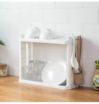 Пластиковая 2-х ярусная этажерка, 40х14х32 см