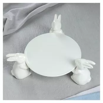 Подставка для торта - Зайчики белые