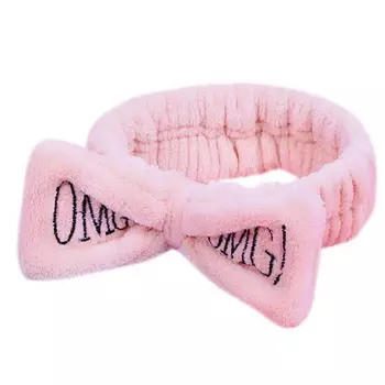 Повязка на голову бант OMG, бледно-розовый