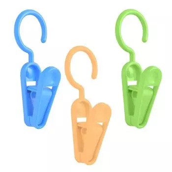 Прищепки для белья с крючком, 3 шт, 10 см