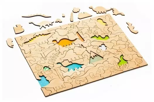 Развивающая деревянная мозаика-раскраска «ДИНОЗАВРЫ»