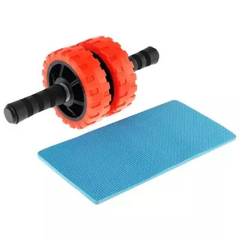 Ролик для пресса, 2 колеса, 35 х 14 см, с ковриком