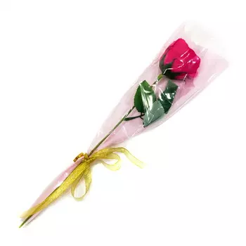 Роза из парфюмированного мыла Soap Flower, 39 см, тёмно-розовый