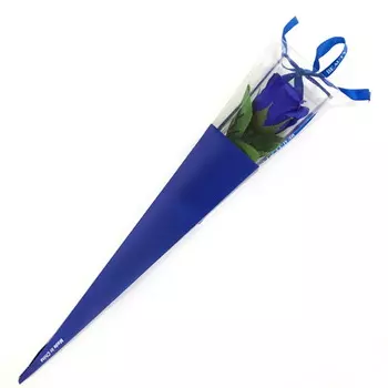 Роза из парфюмированного мыла в картонной упаковке Beauty Life, 40 см, синий