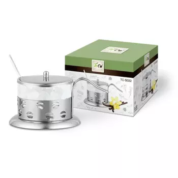 Сахарница TECO из стекла и нержавеющей стали TC-S022-1(овалы), кофе