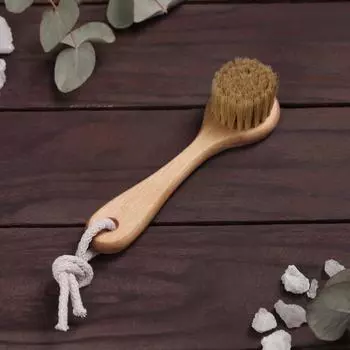 Щётка для лица, деревянная, натуральная щетина, с верёвкой