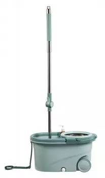 Швабра с ведром на колесах, голубая