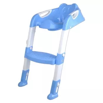 Сиденье на унитаз со ступенькой - Панда, с ручками, Голубой