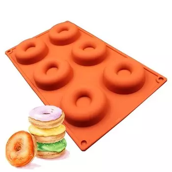 Силиконовая форма для выпечки и заморозки - Пончик, цвет микс