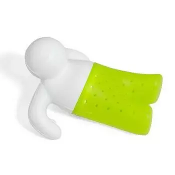 Силиконовое ситечко для заваривания чая - Человечек, зелёный