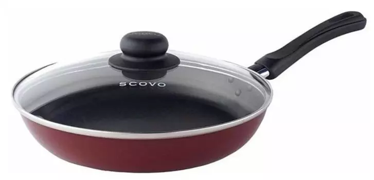 Сковорода Scovo Expert СЭ-026, 20 см, с крышкой, бордовый