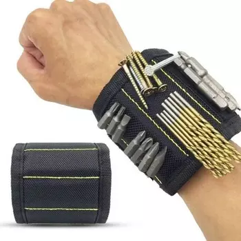 Строительный магнитный браслет Magnetic Wristband, 5 магнитов, черный