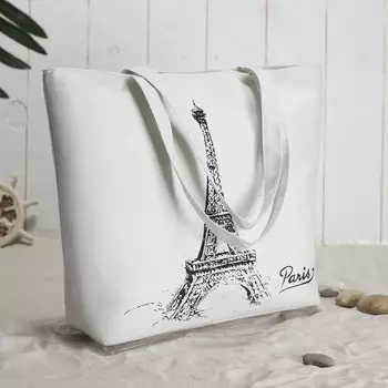 Сумка текстильная, отдел на молнии, с подкладом, цвет белый