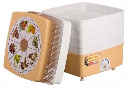 Сушилка для овощей и фруктов Ротор-Дива-Люкс СШ-010 5 поддонов, цветная упак., квадратная