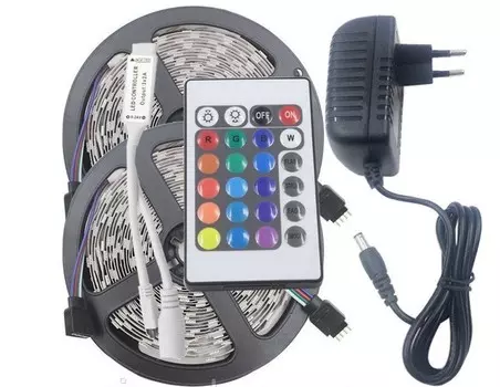 Светодиодная лента RGB с пультом - 10 метров (5+5)