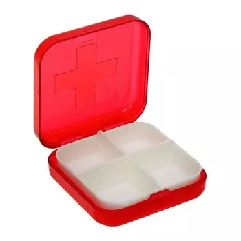 Таблетница - 4 секции, цвет микс