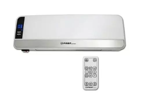 Тепловентилятор настенный FIRST 5571-1, керамический, 1000/2000 Вт, режим холод, LCD-дисплей, ДУ, таймер