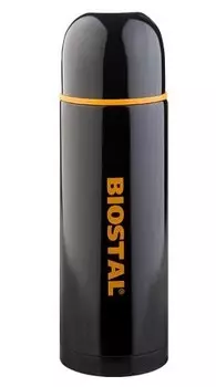 Термос BIOSTAL-СПОРТ NBP-1000C 1 л, черн,нерж., матовое покр, крышка-чашка, доп. пласт. крышка
