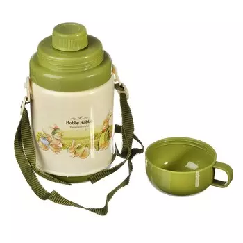 Термос с двухслойными стенками, с кружкой, 400 мл, пластик - Зайчата