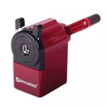 Точилка механическая Brauberg, чёрный-бордовый