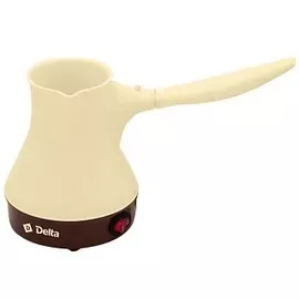 Турка электрическая DELTA DL-8162 бежевый с корич.: 500Вт, СЪЕМНАЯ РУЧКА,объем 2 чашки(Россия)(30)