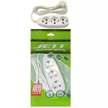 Удлинитель ДЖЕТТ РС-3 с заземлением, 3р*1,5м ( ПВС 3*0,75 ) 155-631