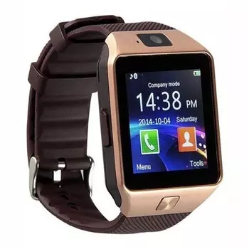 Умные часы Smart Watch DZ09, Золото, Коричневый ремешок